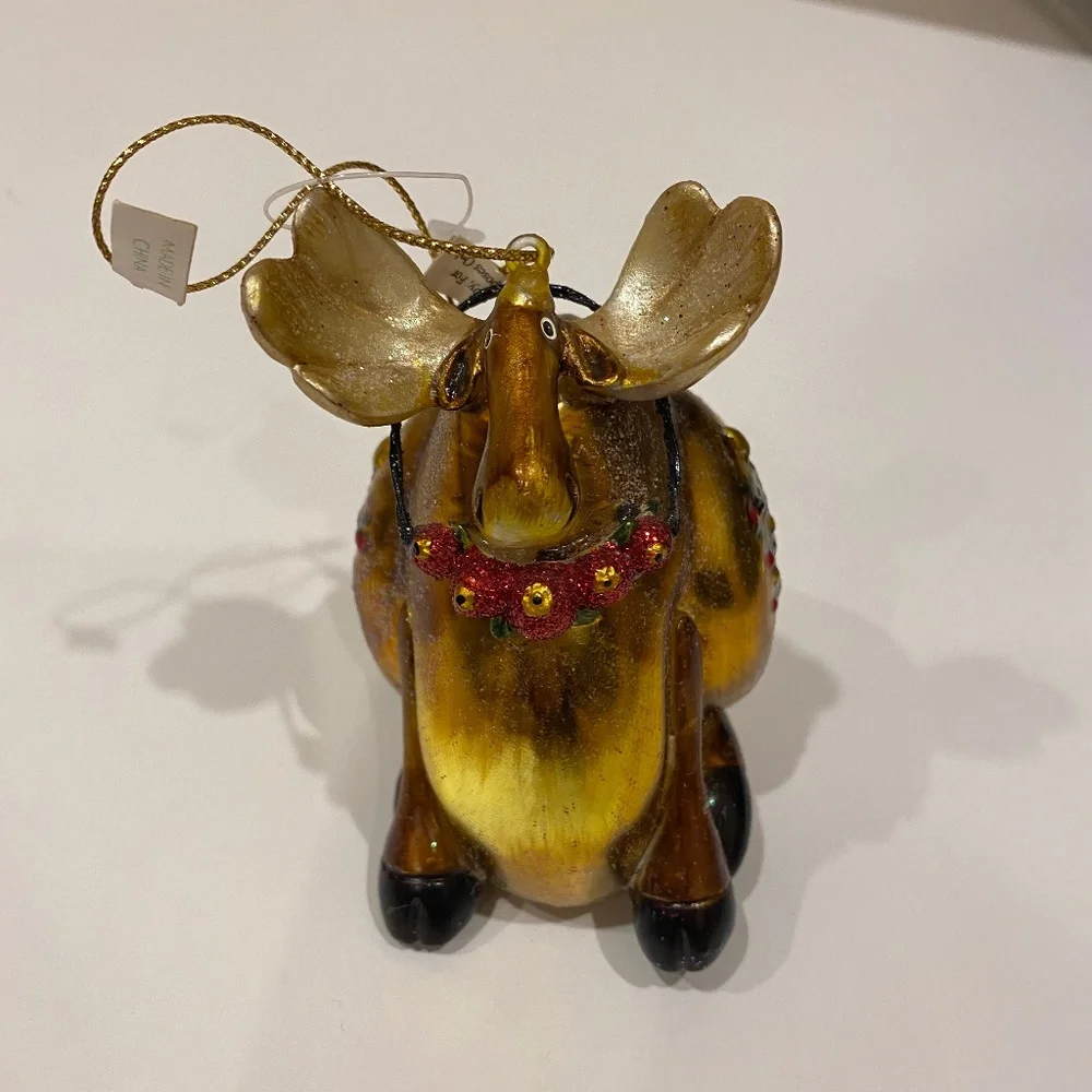 blown glass moose ornament christmas